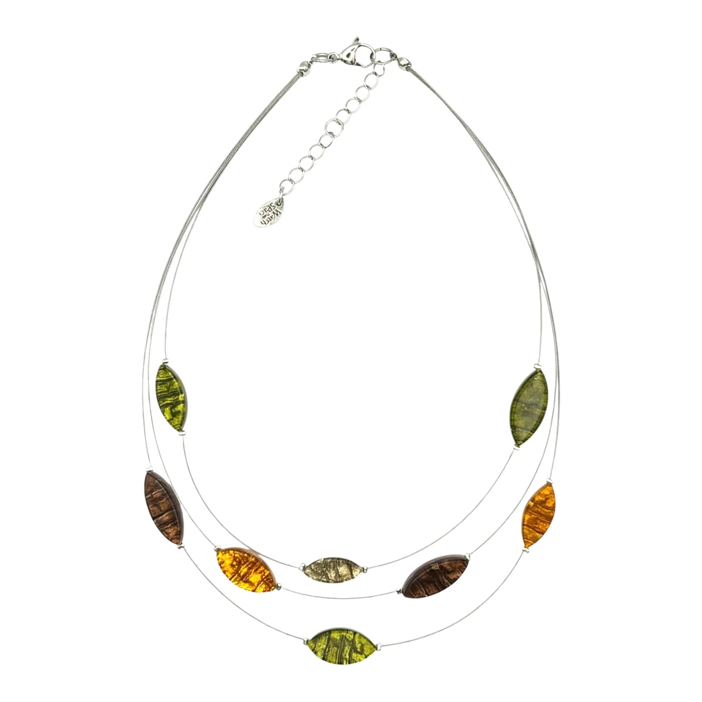 ‘Watch This Space’ Aztec Petal Shiny 3 Strand Necklace - Pistachio