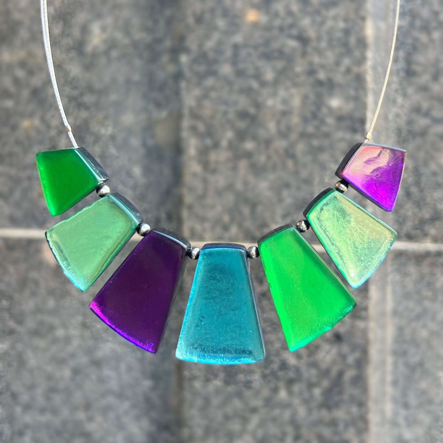‘Watch This Space’ Green, Blue & Purple Statement Necklace