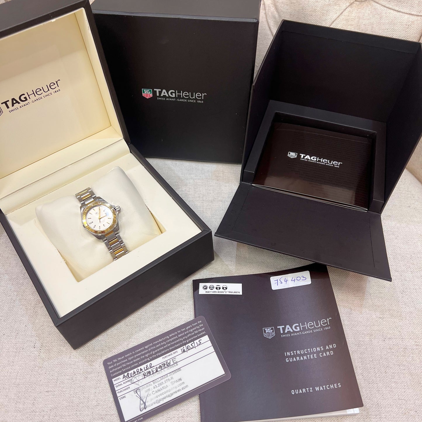 Pre-owned TAG Heuer Stainless Steel and Gold Ladies Aquaracer Watch