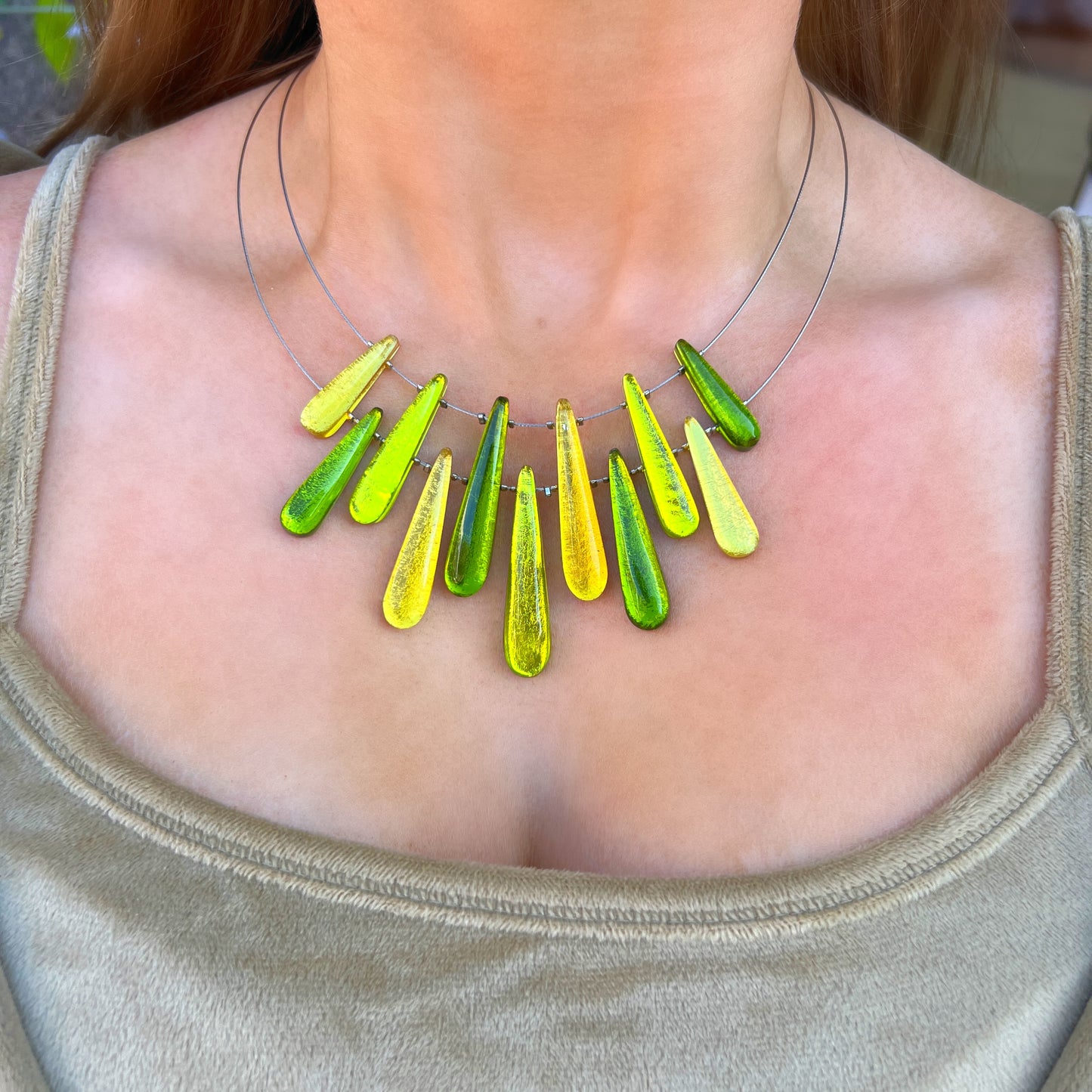 ‘Watch This Space’ Green Icicle Necklace