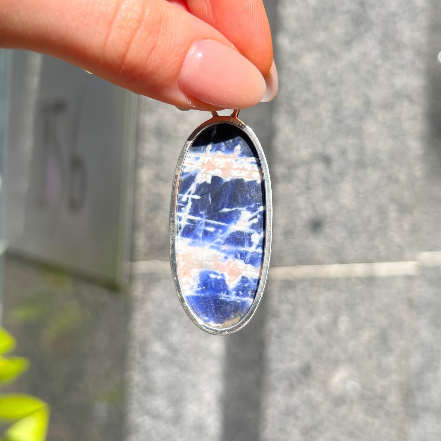 Sterling Silver Blue & White Sodalite Pendant