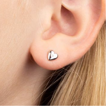 Children’s D for Diamond Heart Stud Earrings