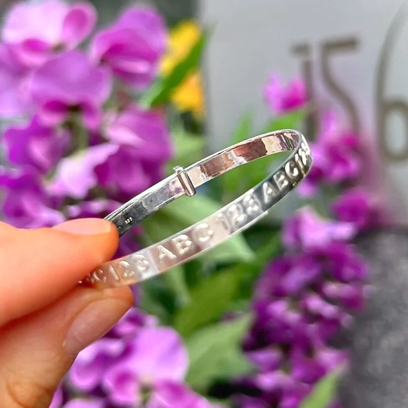 Sterling Silver ABC Childrens Bangle (age 6-10 years)