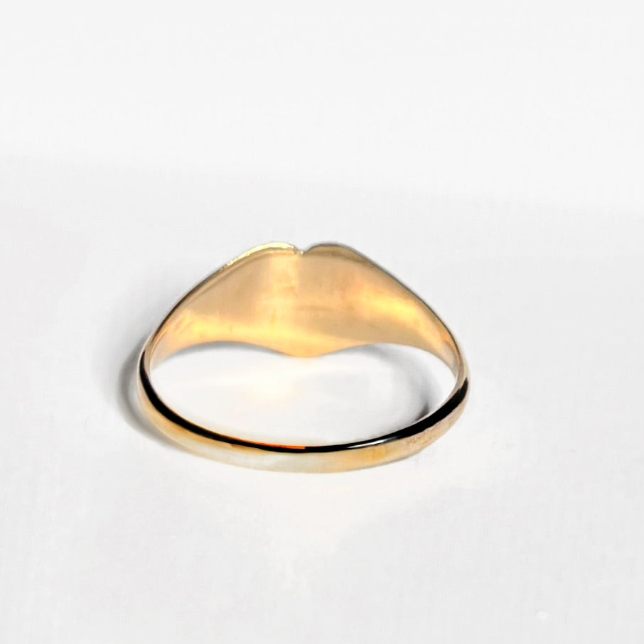 Vintage 9ct Yellow Gold Heart-shaped Signet Ring - Size N ½