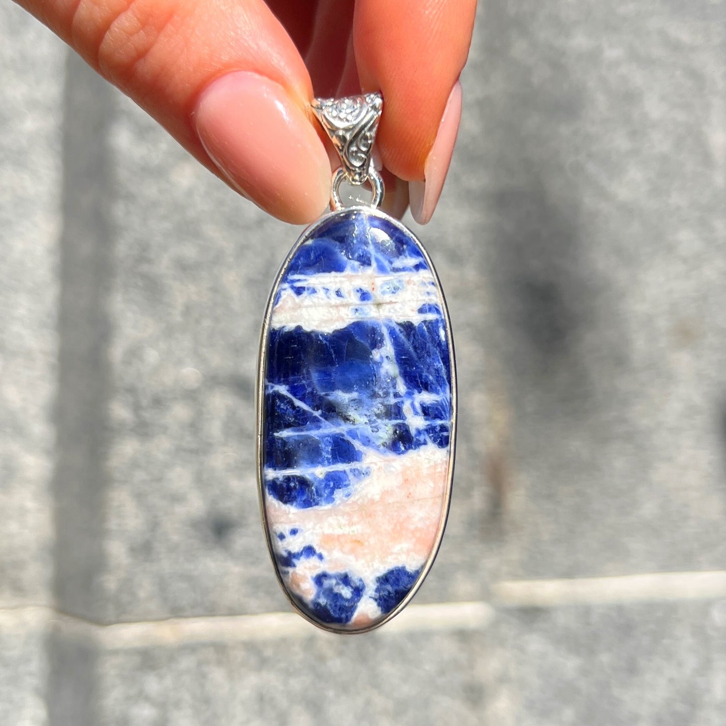 Sterling Silver Blue & White Sodalite Pendant