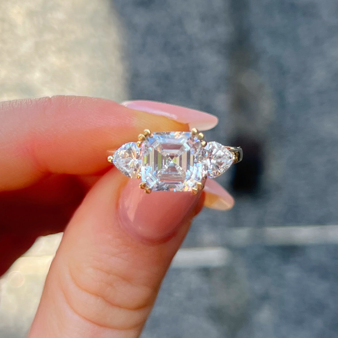 9ct Yellow Gold Princess Cut Cubic Zirconia Ring - Size N