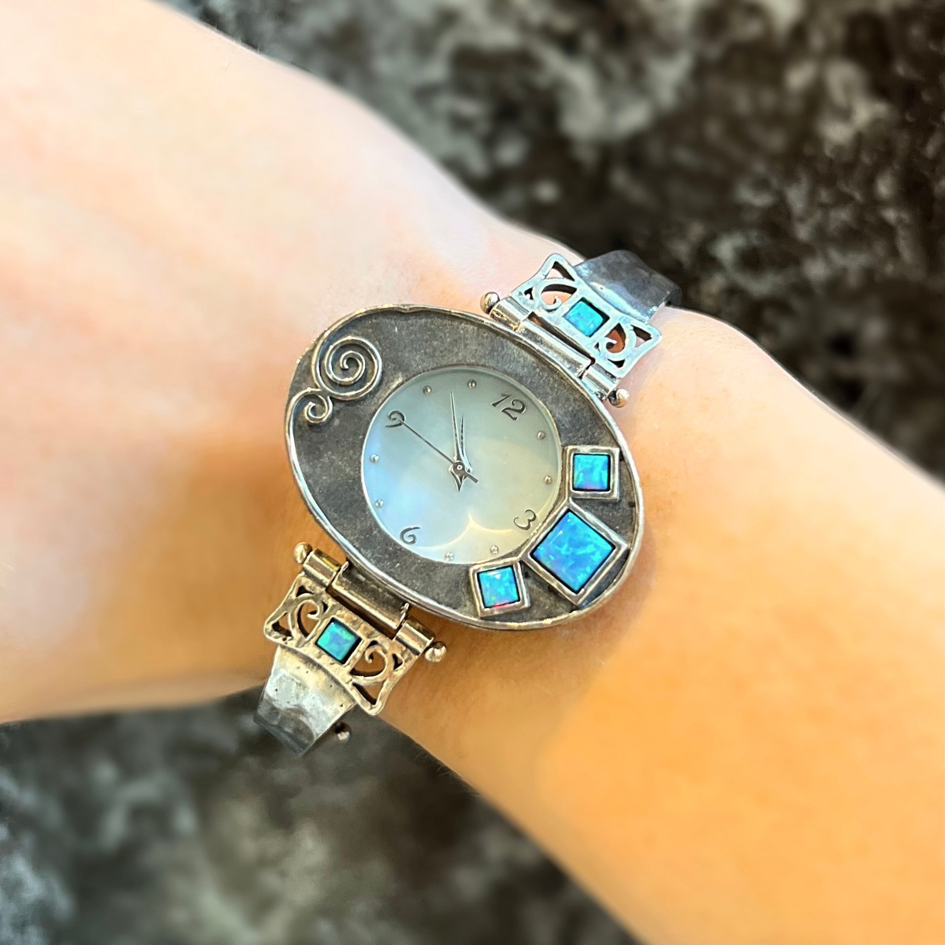 Unique Sterling Silver Opal Watch