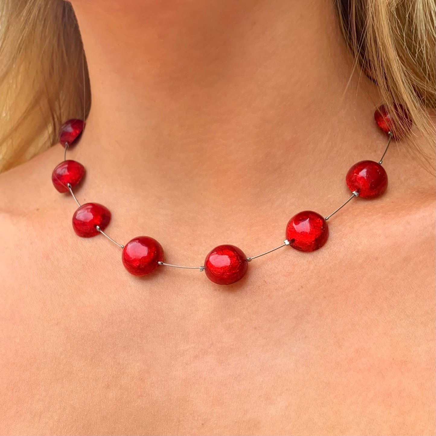 ‘Watch This Space’ Round Red Dot Necklace