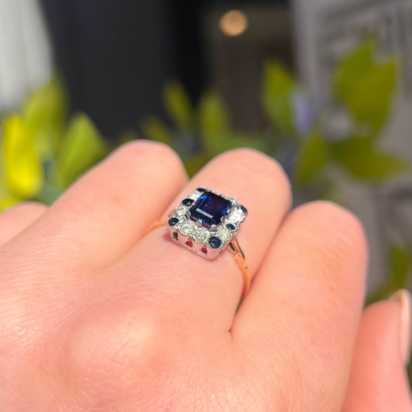 Striking Vintage Sapphire and Cubic Zirconia Dress Ring - Size O ½