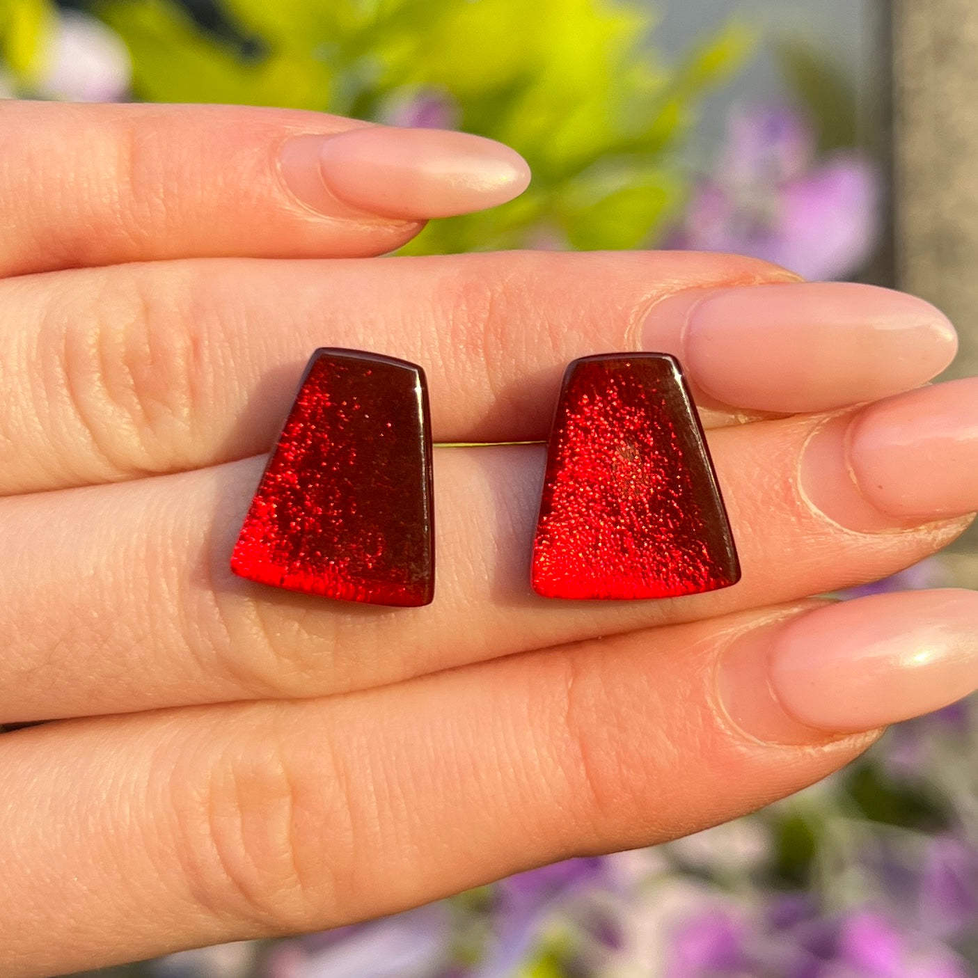 ‘Watch This Space’ Red Stud Earrings