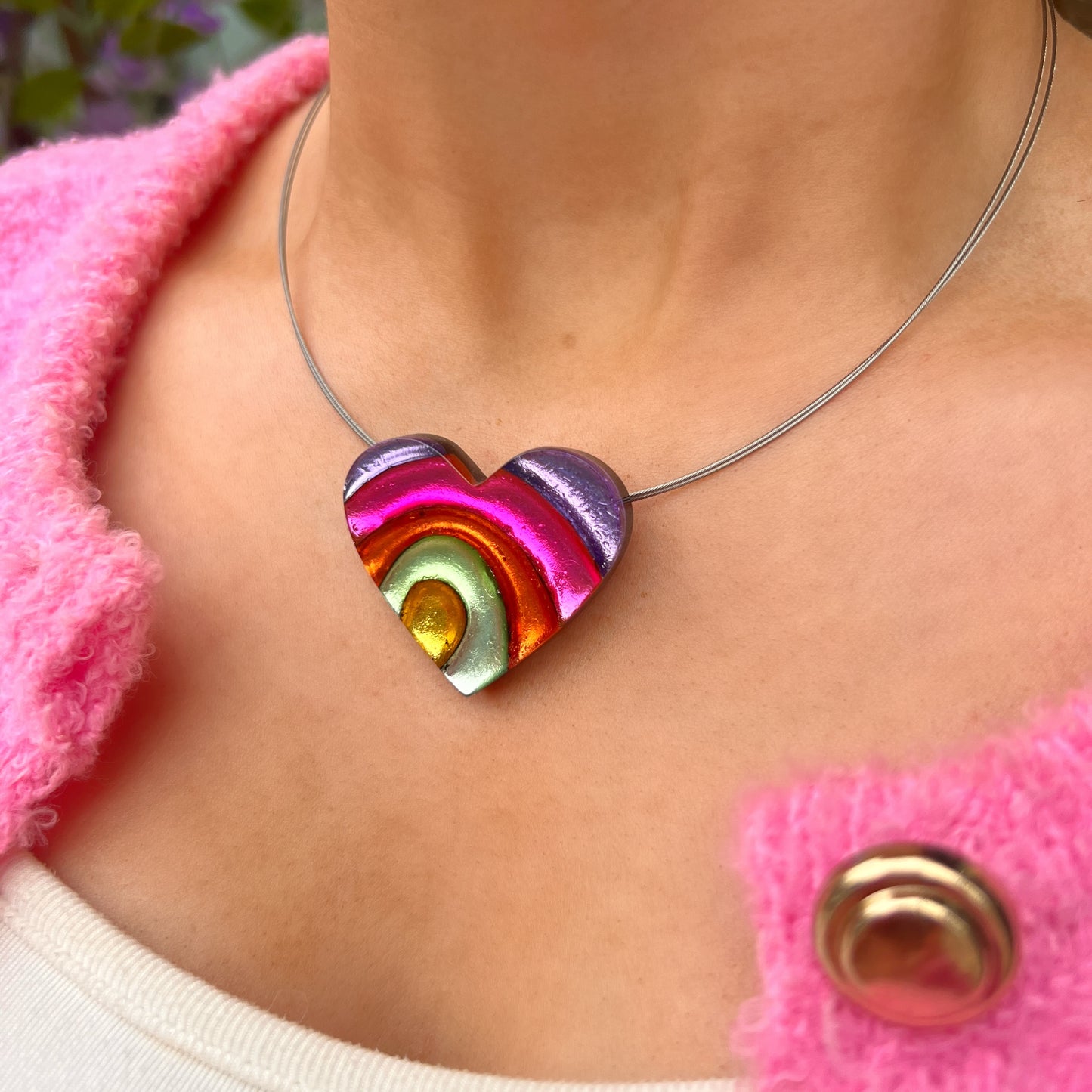 ‘Watch This Space’ Rainbow Heart Necklace
