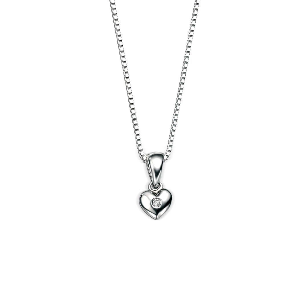 Children’s D for Diamond Sterling Silver Dainty Heart Pendant