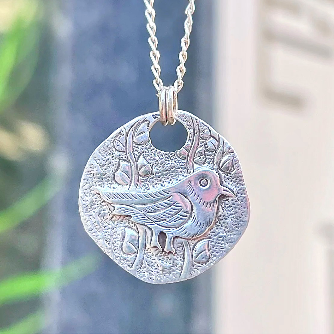 Sterling Silver Bird Motif Coin Necklace