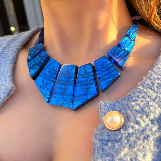 ‘Watch This Space’ Blue Statement Necklace