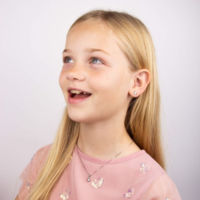 Children’s D for Diamond Heart Stud Earrings
