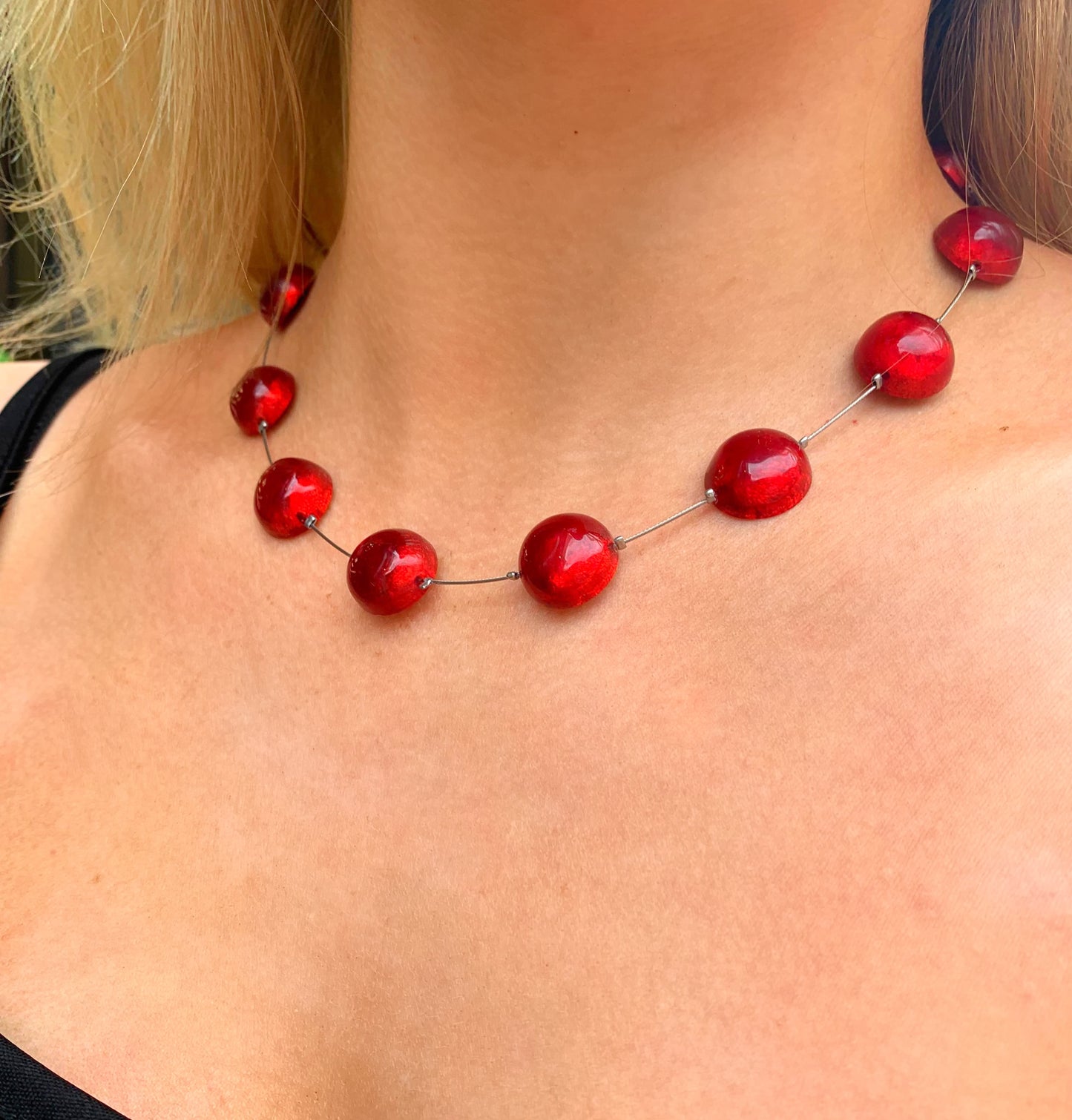 ‘Watch This Space’ Round Red Dot Necklace