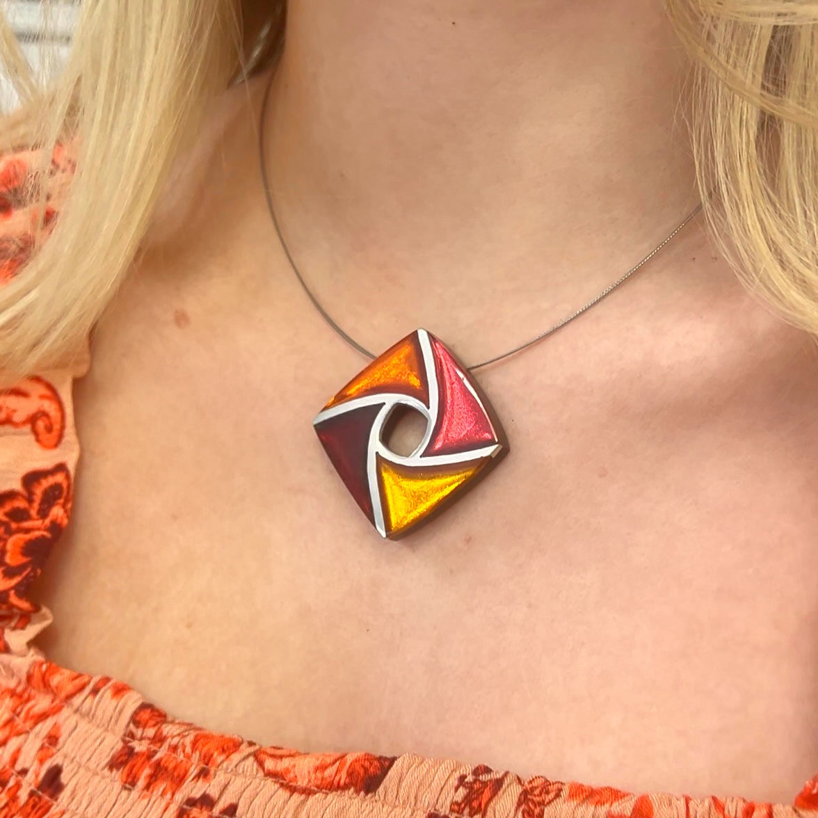 Watch This Space Warm Toned Square Necklace