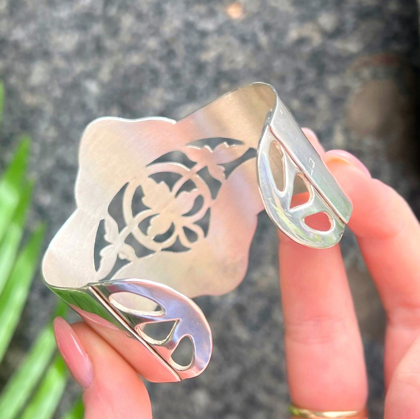 Vintage Sterling Silver Art Nouveau Cuff