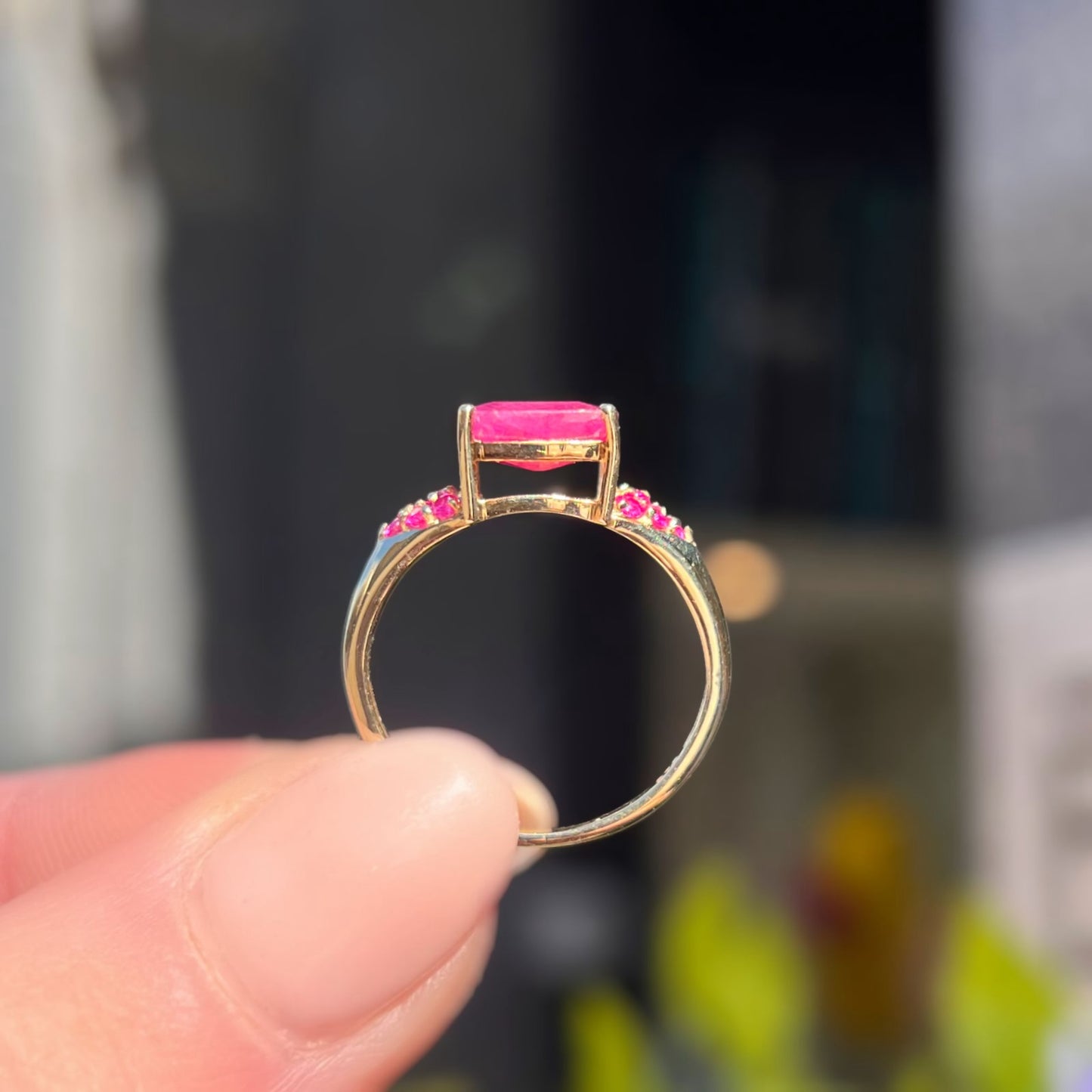 Rare Vintage 9ct Yellow Gold Ruby Ring - Size L