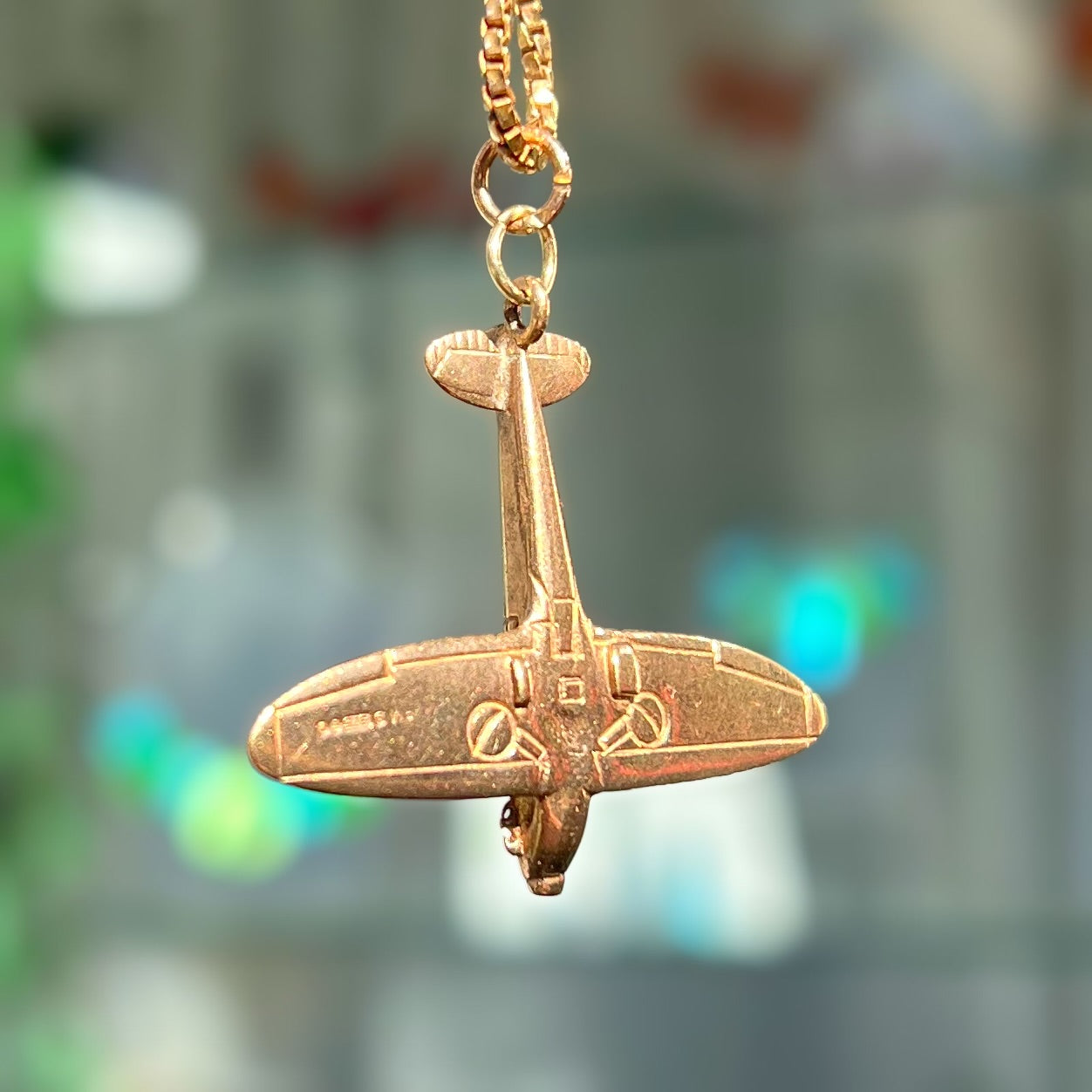 RARE Vintage 9ct Yellow Gold and Enamel World War 2 Spitfire Plane Charm Collector's Item