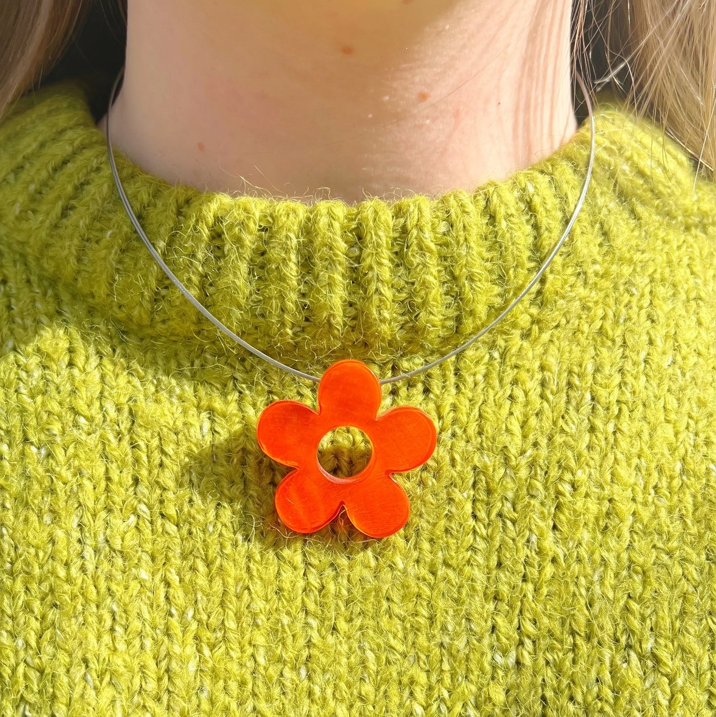 'Watch This Space' Orange Flower Necklace