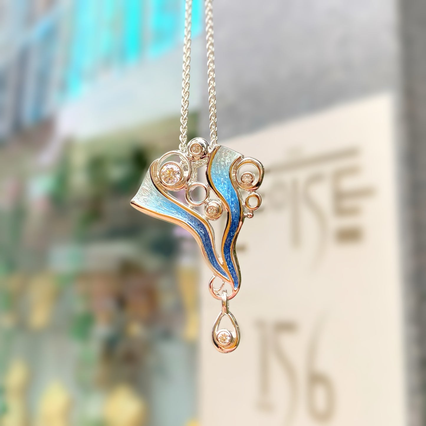 Sterling Silver Sheila Fleet 'Arctic Stream' Droplet Pendant
