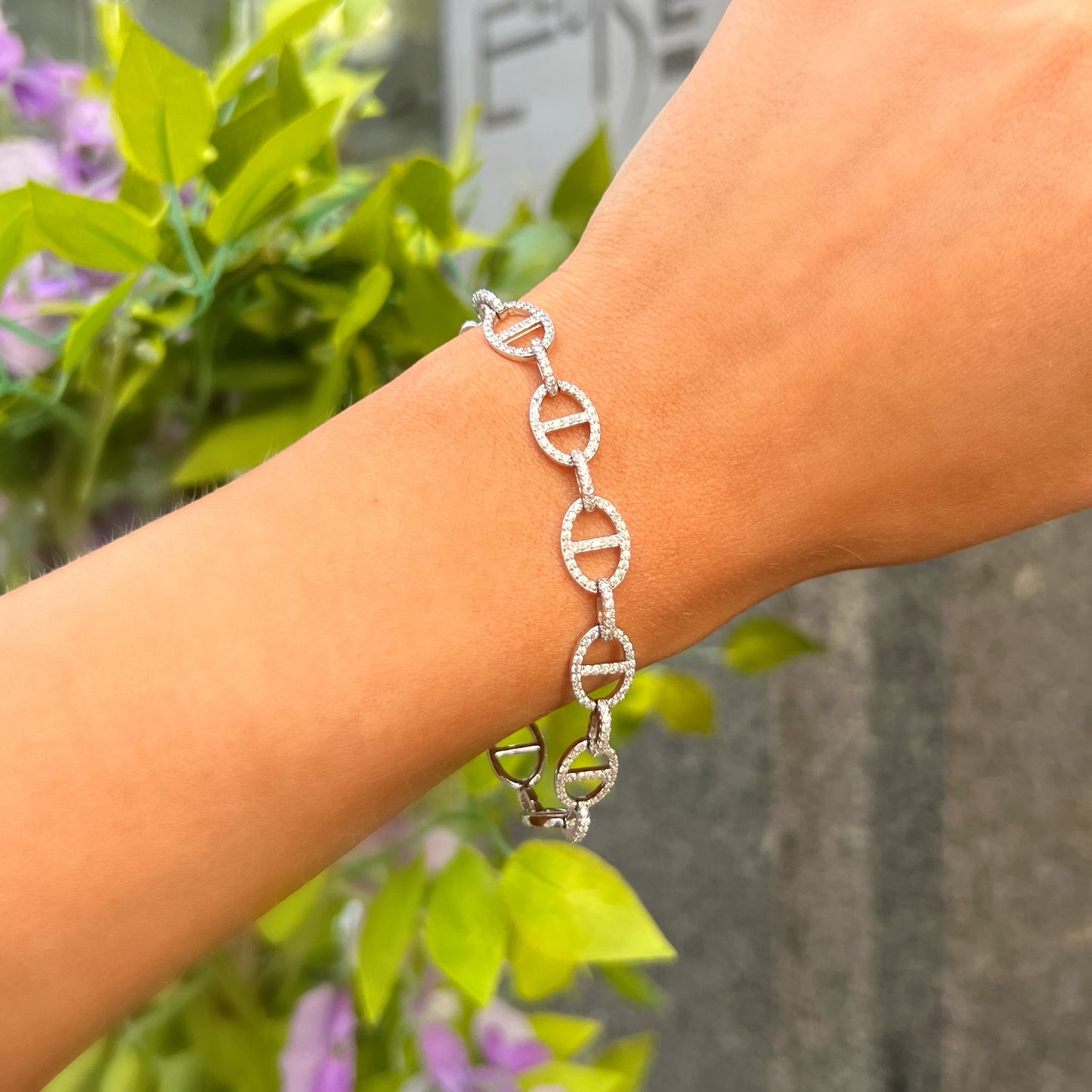 Elegant Sterling Silver Cubic Zirconia Bracelet