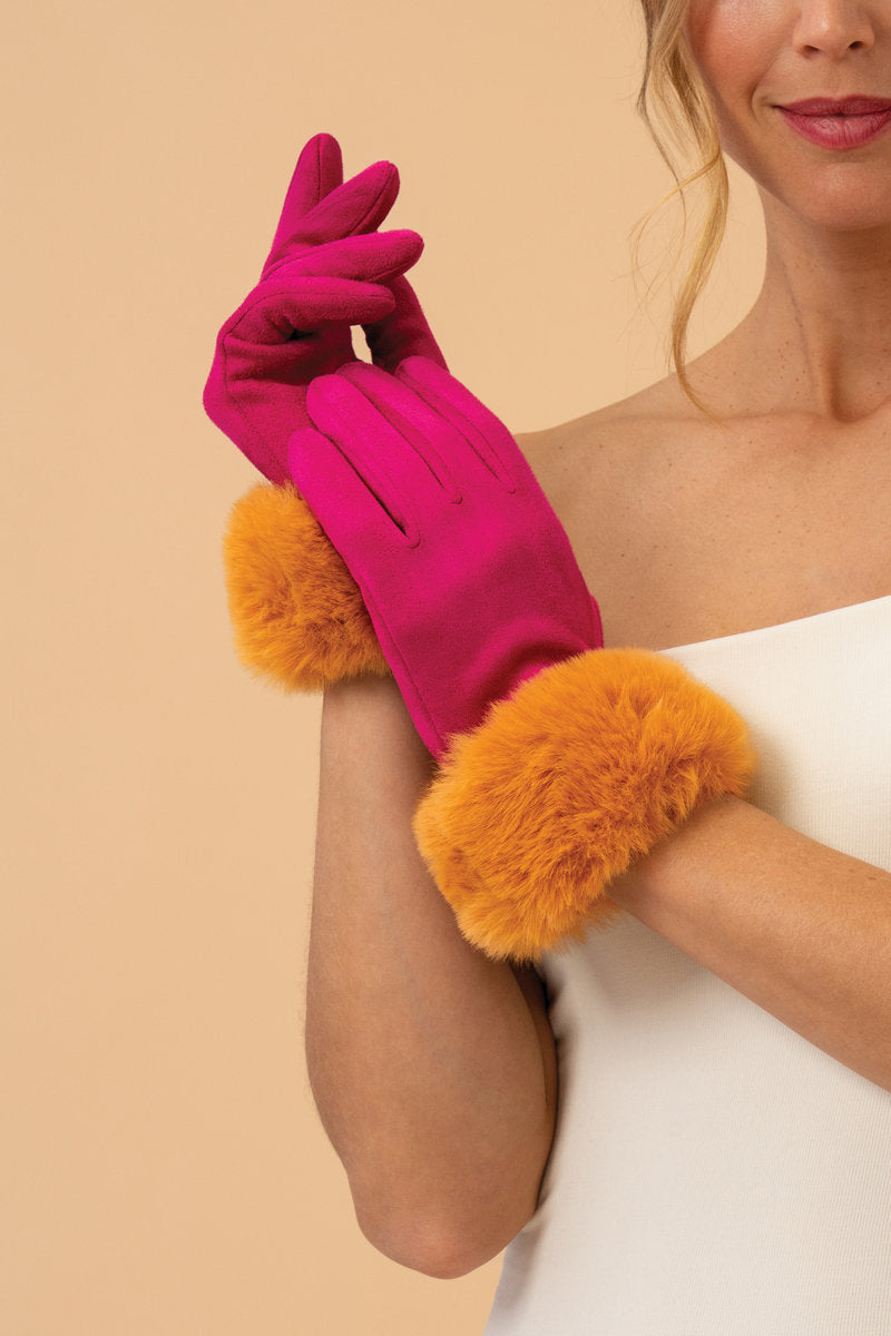 Powder Accessories Bettina Gloves - Magenta & Mustard