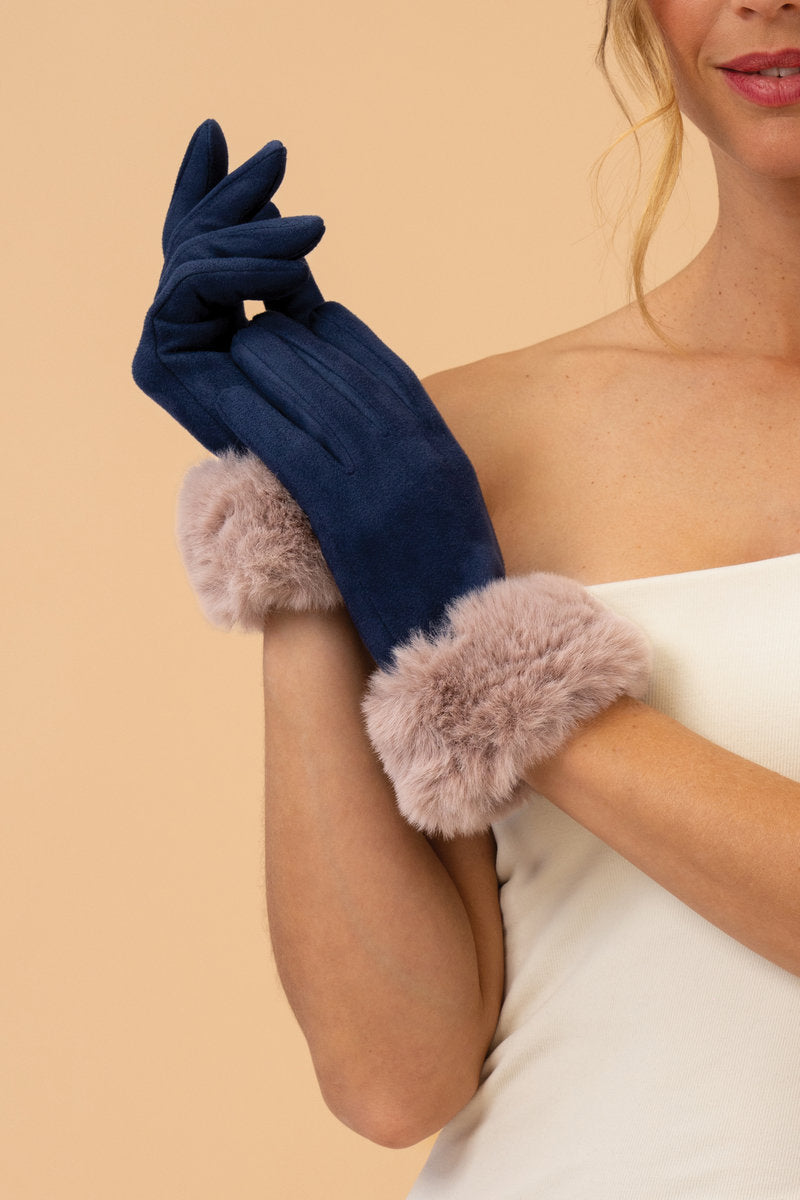 Powder Accessories Bettina Gloves - Navy & Taupe