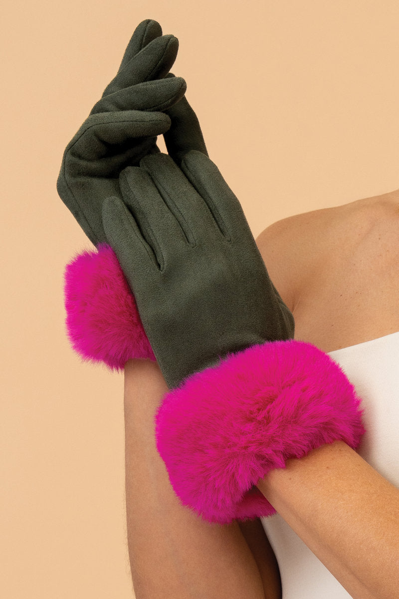 Powder Accessories Bettina Gloves - Olive & Magenta