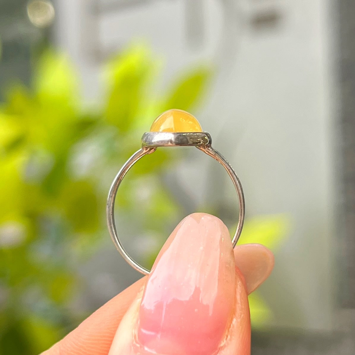 Sterling Silver Yellow Butterscotch Amber Marquise Cut Ring