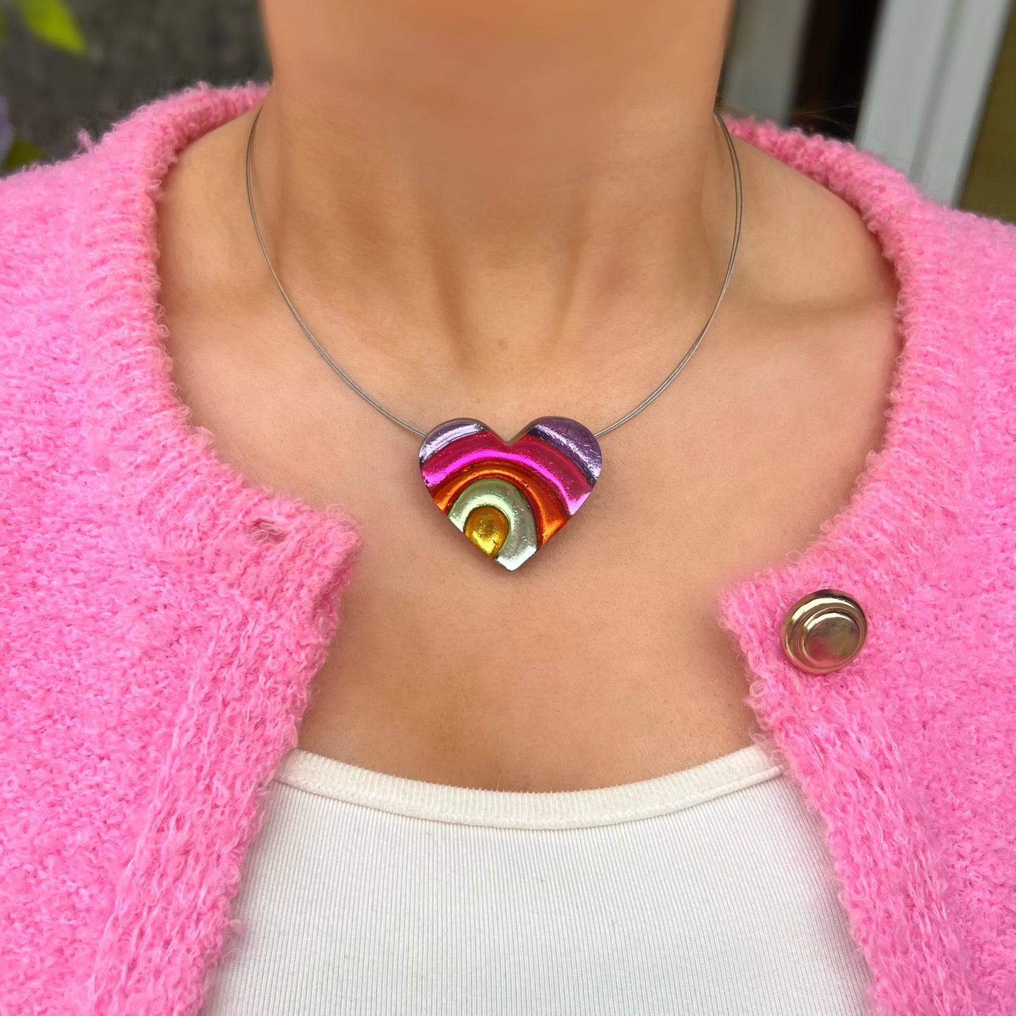 ‘Watch This Space’ Rainbow Heart Necklace