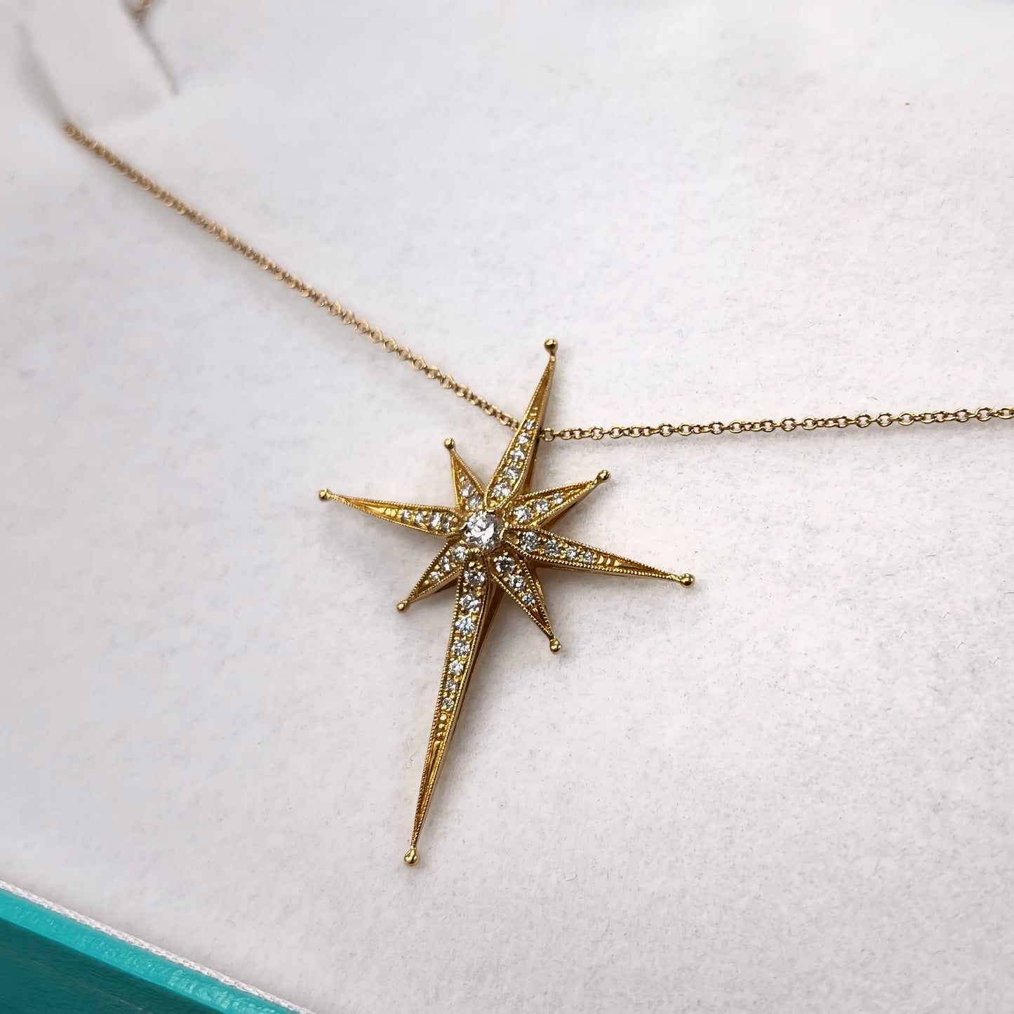 18ct Yellow Gold and Diamond Edwardian Style Star Necklace