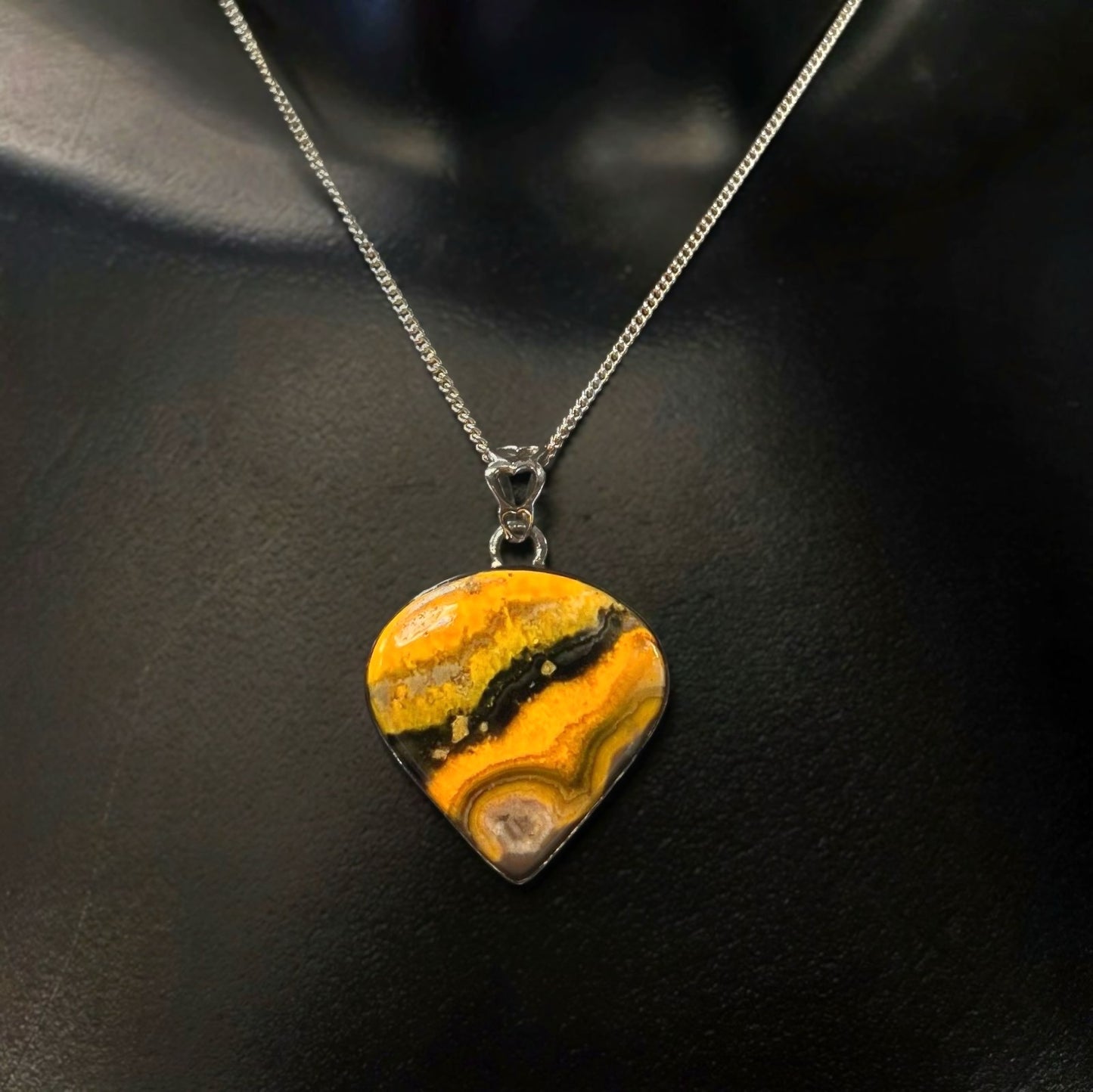 RARE Sterling Silver Bumble-bee Jasper Necklace