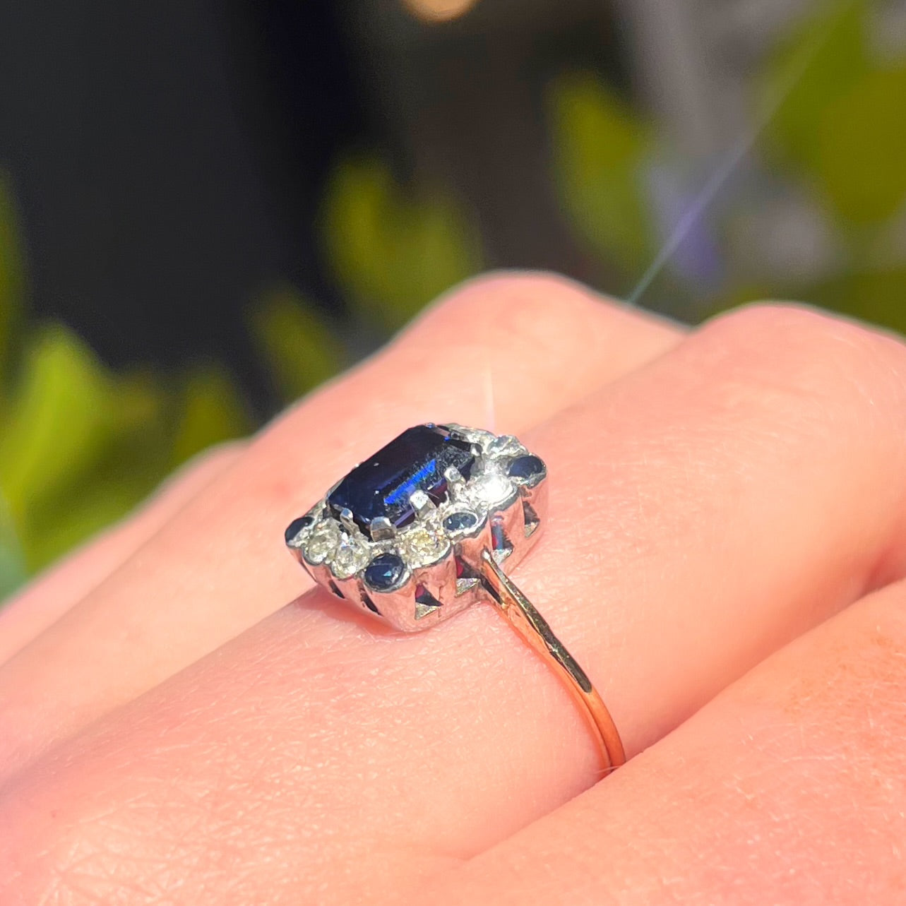 Striking Vintage Sapphire and Cubic Zirconia Dress Ring - Size O ½
