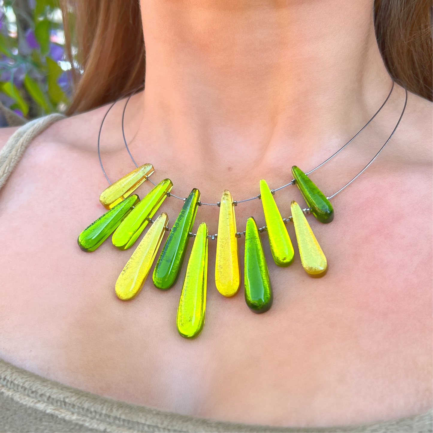 ‘Watch This Space’ Green Icicle Necklace