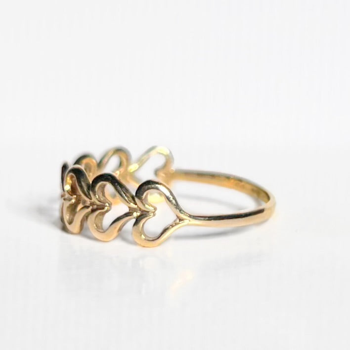 Sweet Vintage 9ct Yellow Gold Heart Ring - Size M ½