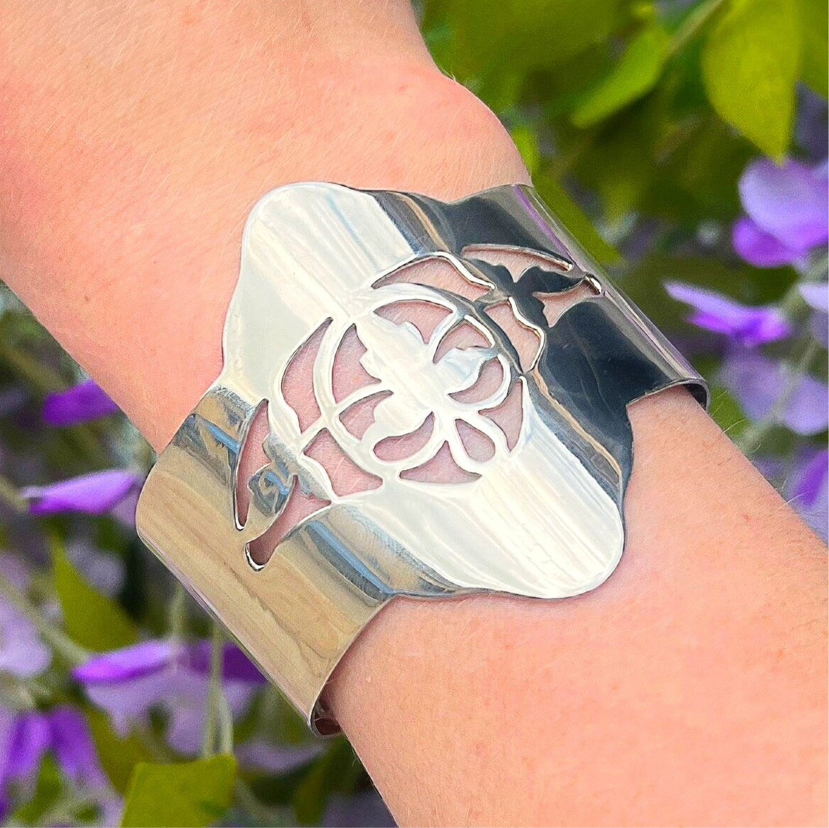 Vintage Sterling Silver Art Nouveau Cuff