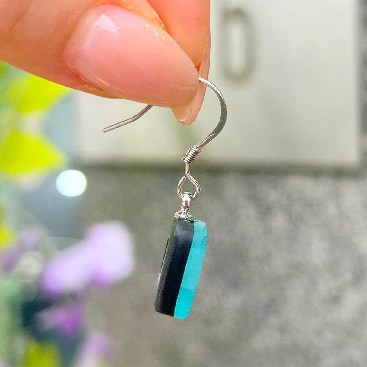 ‘Watch This Space’ Blue Square Drop Earrings