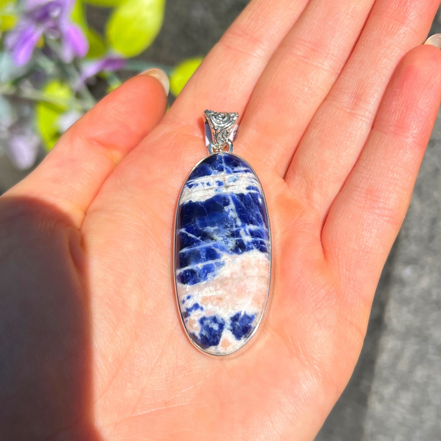 Sterling Silver Blue & White Sodalite Pendant