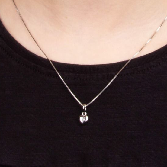 Children’s D for Diamond Sterling Silver Dainty Heart Pendant