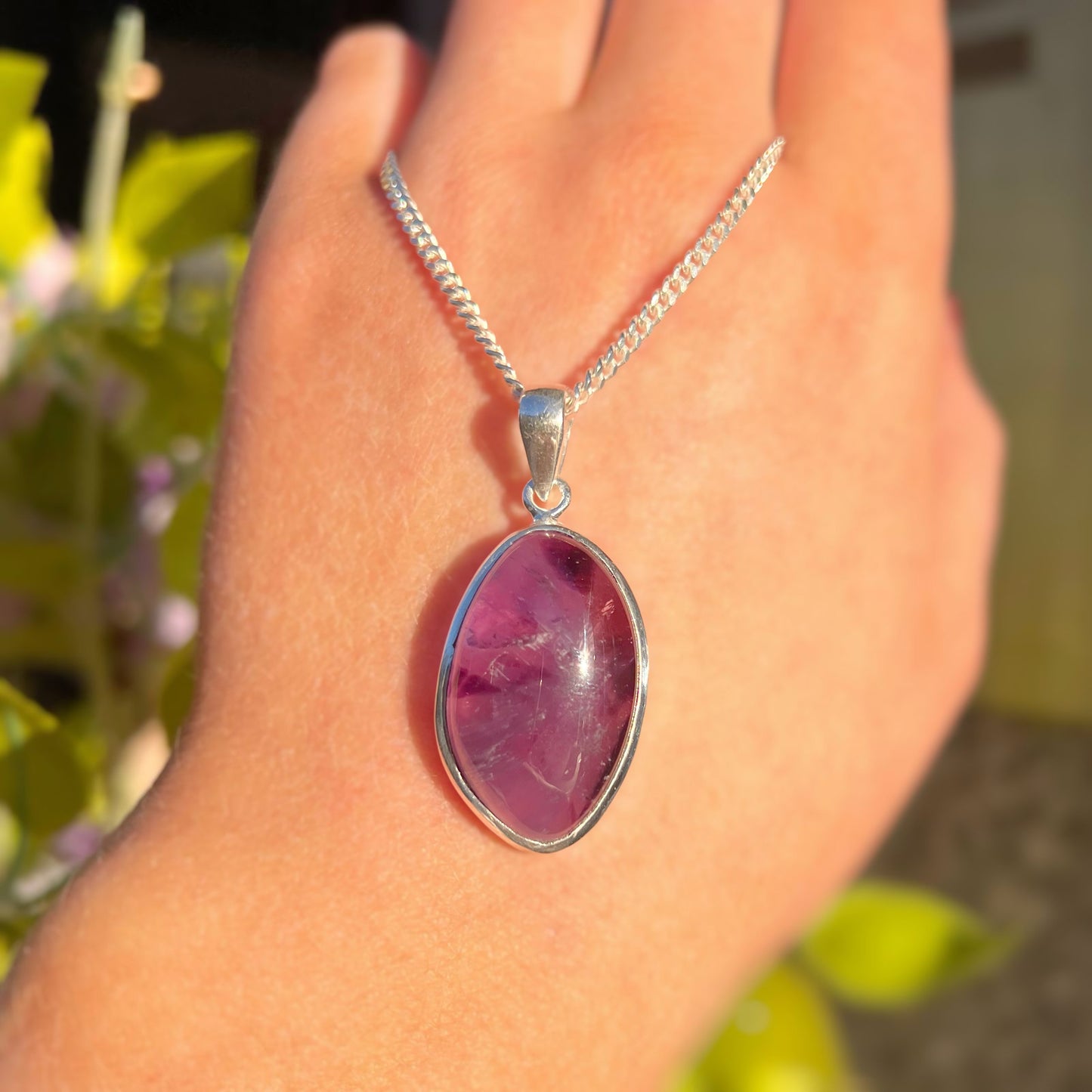 Plain Chunky Sterling Silver Irregular Shaped Amethyst Pendant