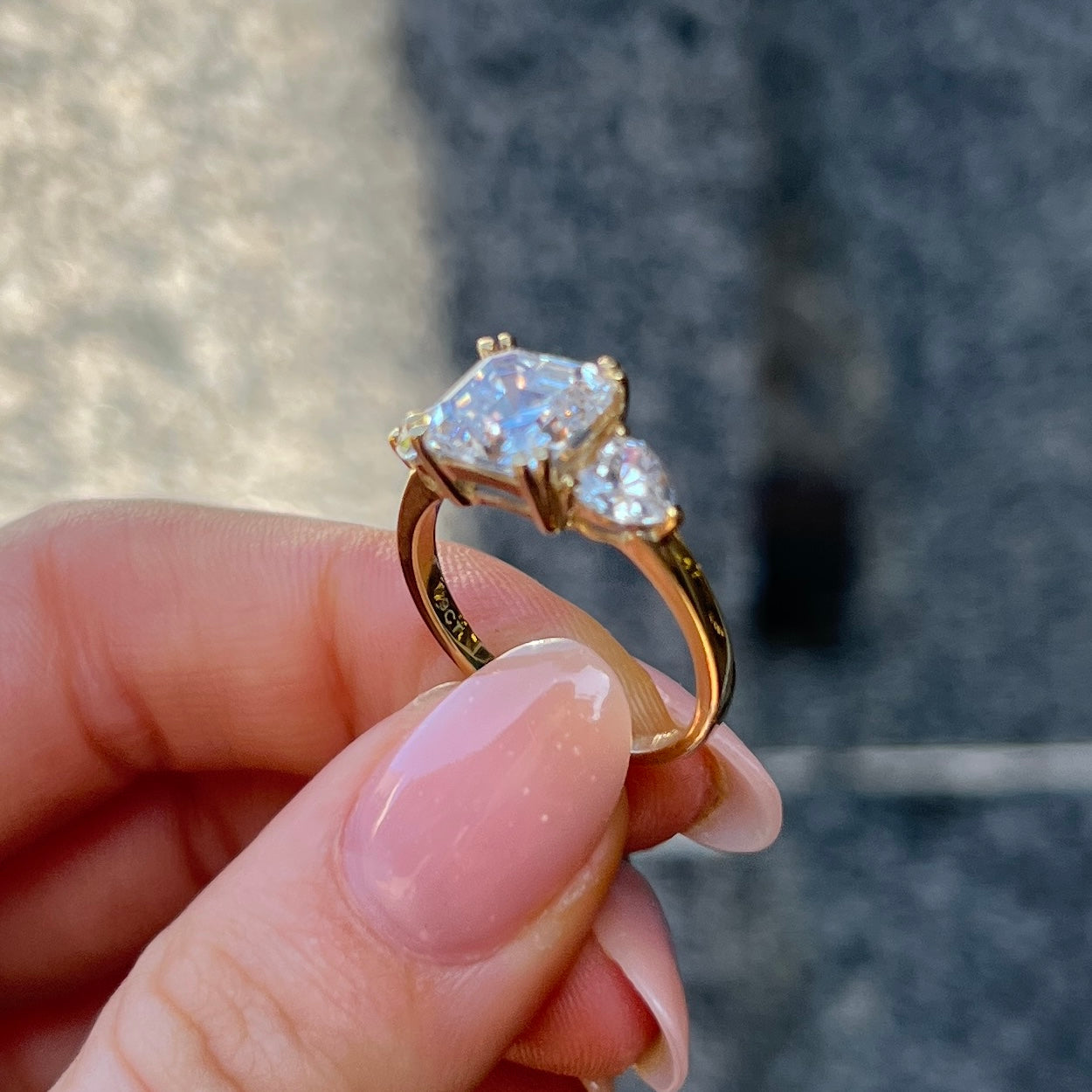 9ct Yellow Gold Princess Cut Cubic Zirconia Ring - Size N
