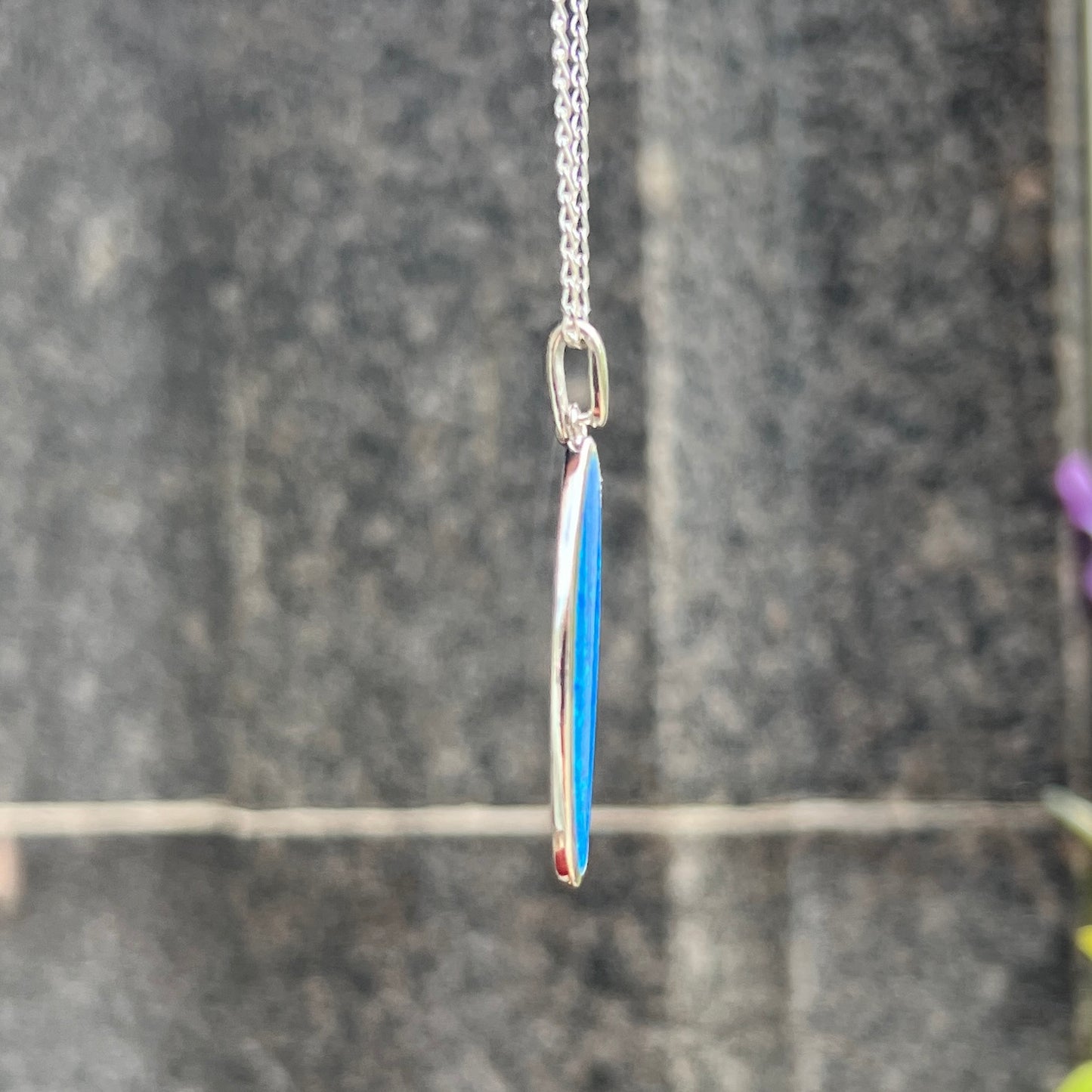 Iridescent Blue Opal Sterling Silver Necklace