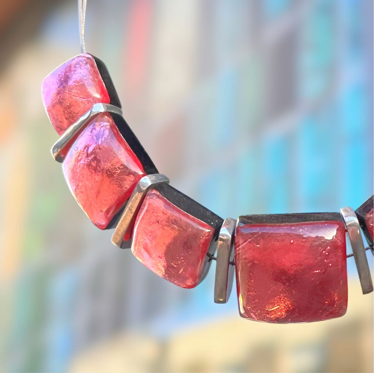 Watch This Space Pink Square Necklace