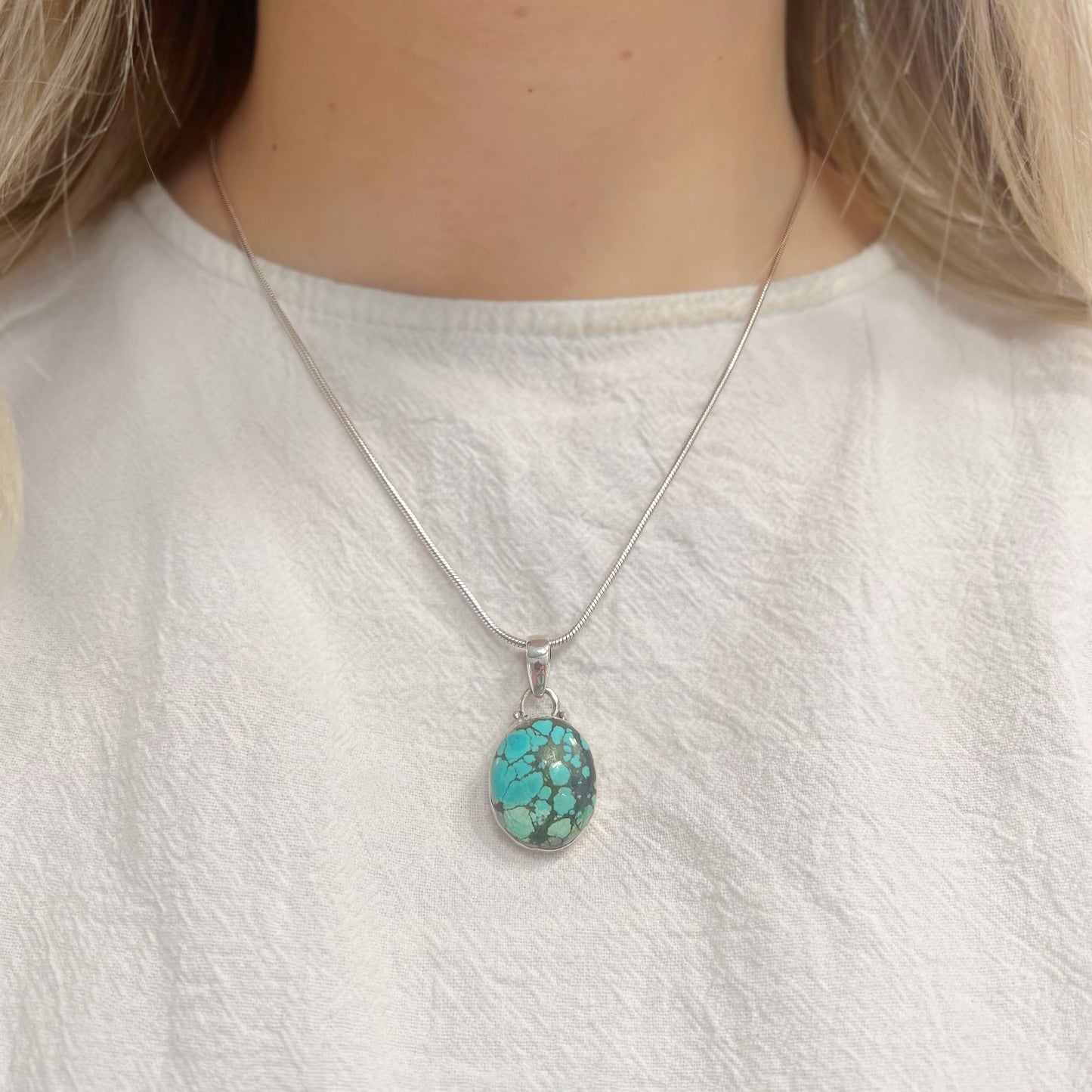 Sterling Silver Oval Turquoise Pendant