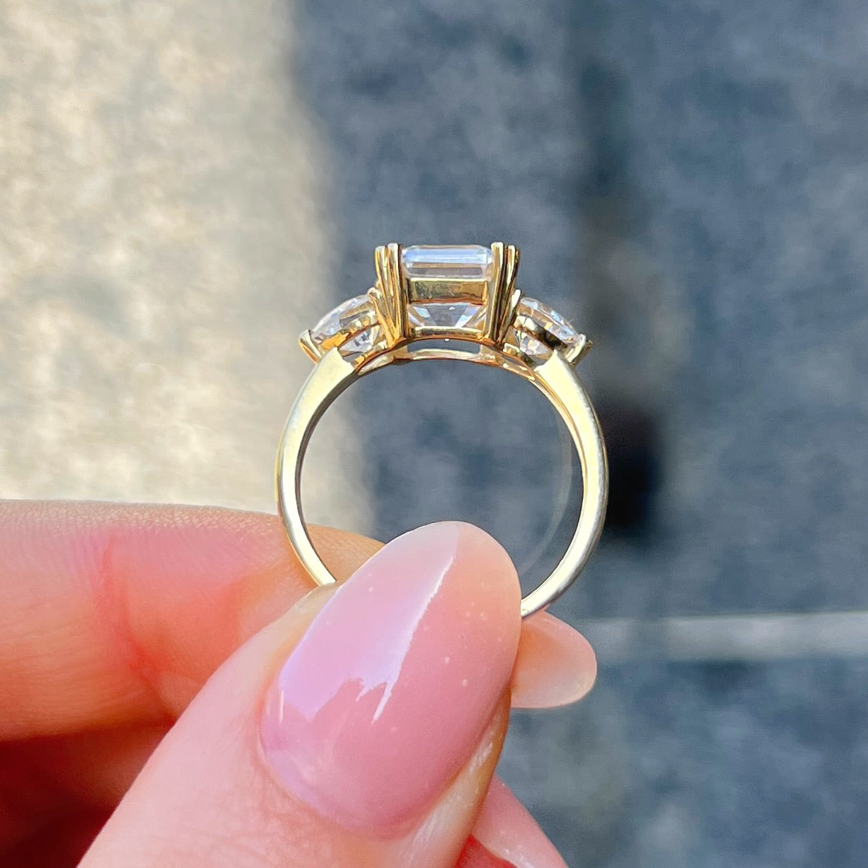 9ct Yellow Gold Princess Cut Cubic Zirconia Ring - Size N