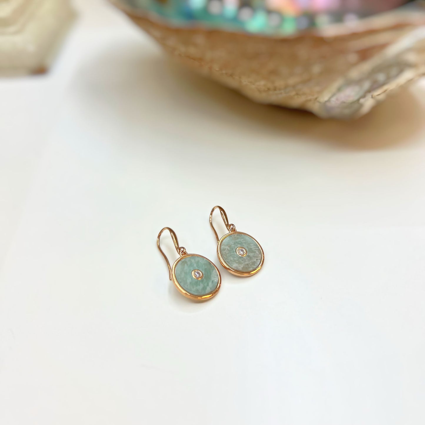 ‘Unique & Co.’ 9ct Gold Plated Turquoise & Cubic Zirconia Drop Earrings