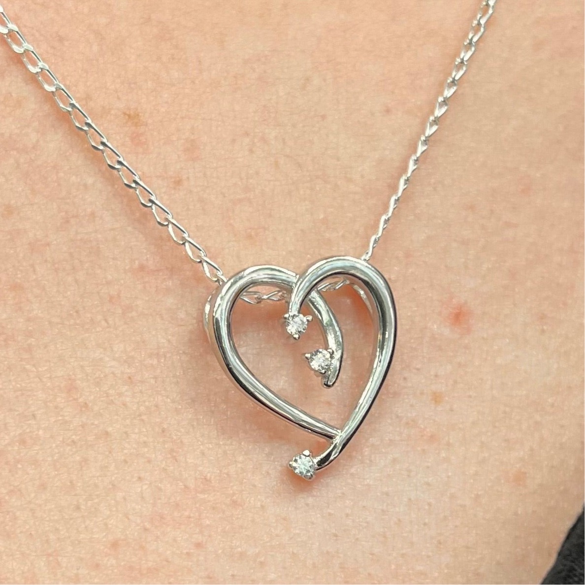 Sterling Silver Cubic Zirconia Swirling Heart Necklace