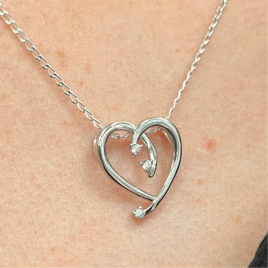Sterling Silver Cubic Zirconia Swirling Heart Necklace